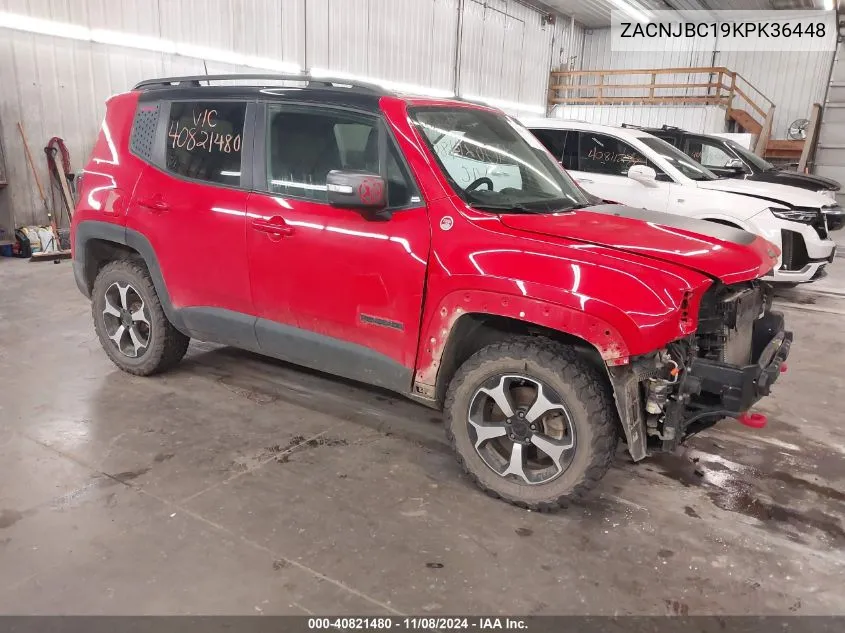 2019 Jeep Renegade Trailhawk 4X4 VIN: ZACNJBC19KPK36448 Lot: 40821480