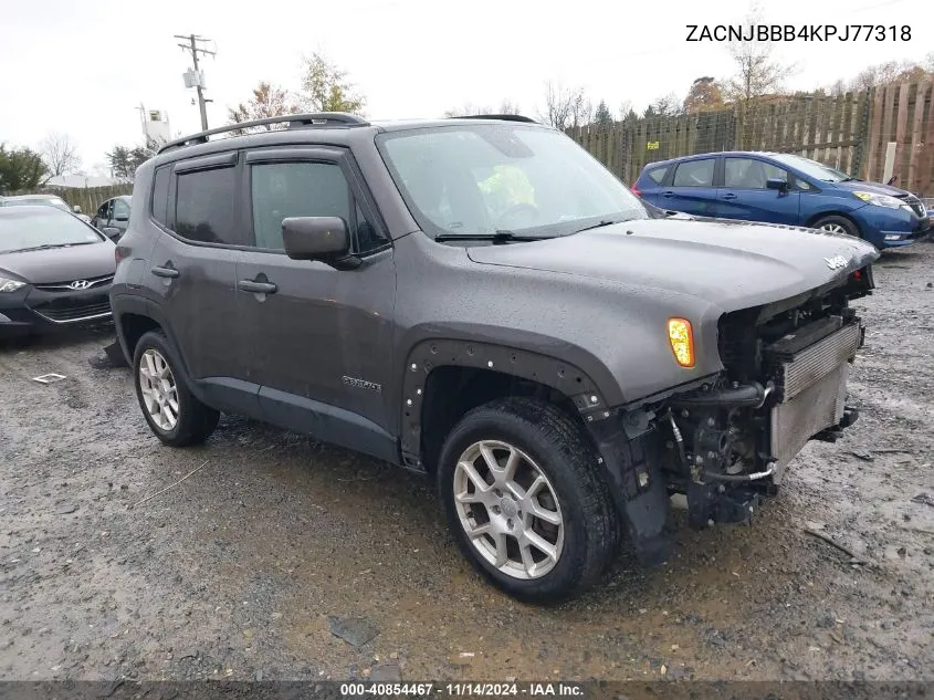 2019 Jeep Renegade Latitude 4X4 VIN: ZACNJBBB4KPJ77318 Lot: 40854467