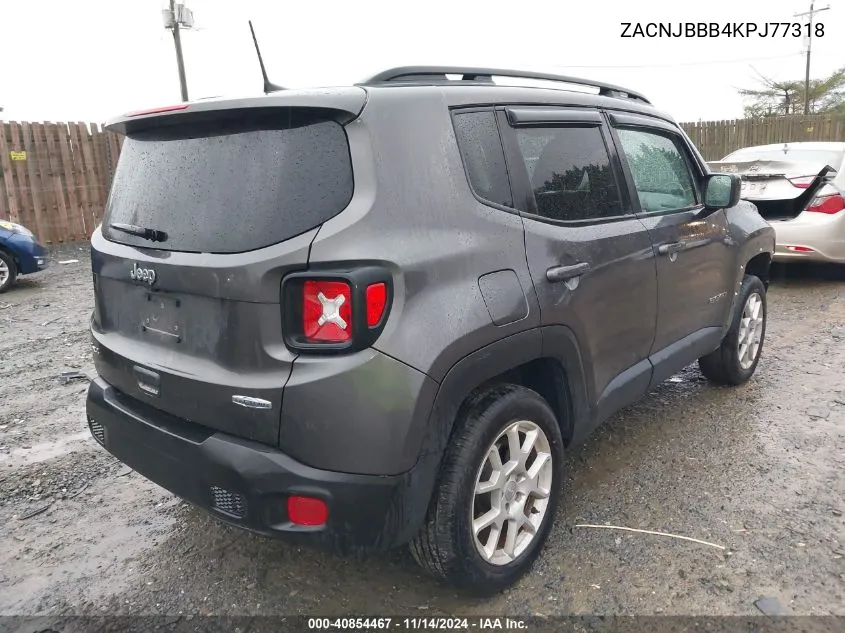 2019 Jeep Renegade Latitude 4X4 VIN: ZACNJBBB4KPJ77318 Lot: 40854467