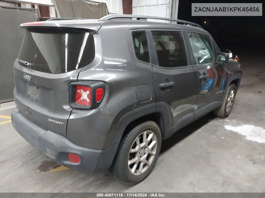 2019 Jeep Renegade Sport Fwd VIN: ZACNJAAB1KPK45456 Lot: 40871115