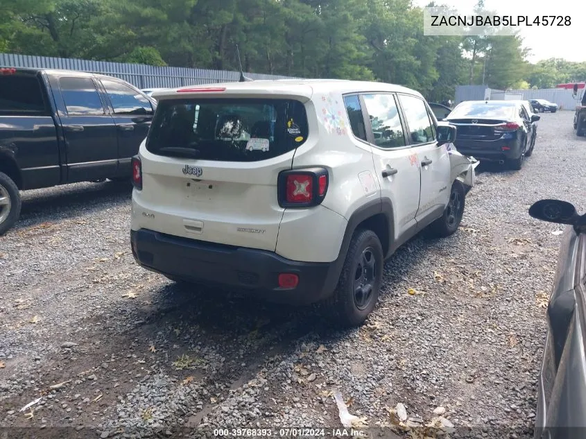 ZACNJBAB5LPL45728 2020 Jeep Renegade Sport 4X4