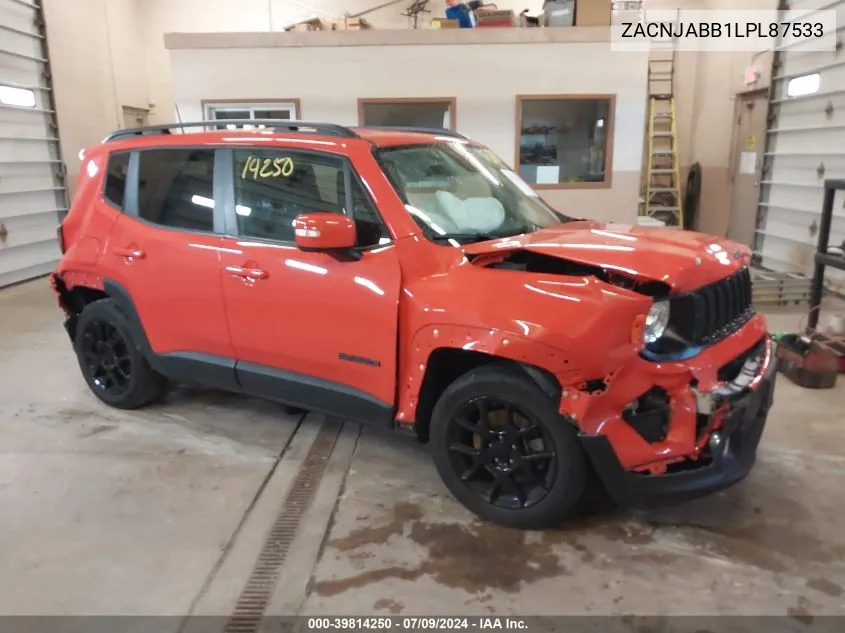 2020 Jeep Renegade Altitude Fwd VIN: ZACNJABB1LPL87533 Lot: 39814250