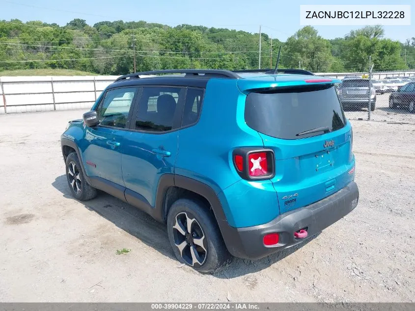 2020 Jeep Renegade Trailhawk 4X4 VIN: ZACNJBC12LPL32228 Lot: 39904229