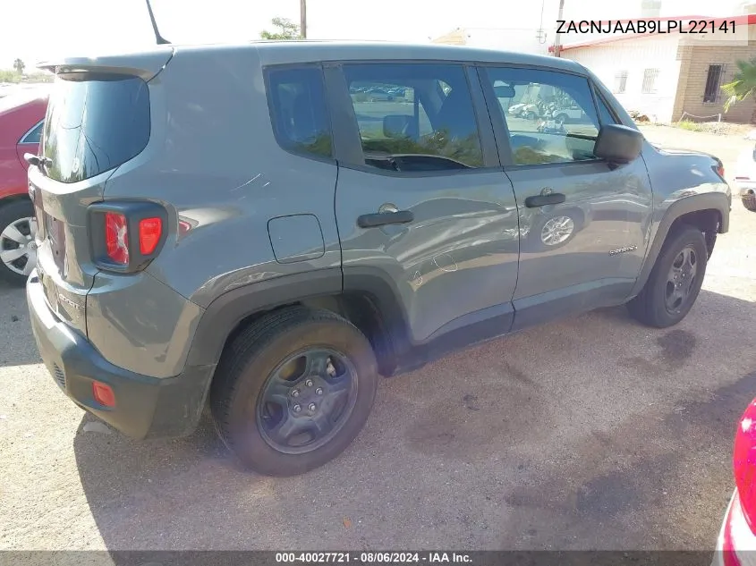 2020 Jeep Renegade Sport Fwd VIN: ZACNJAAB9LPL22141 Lot: 40027721