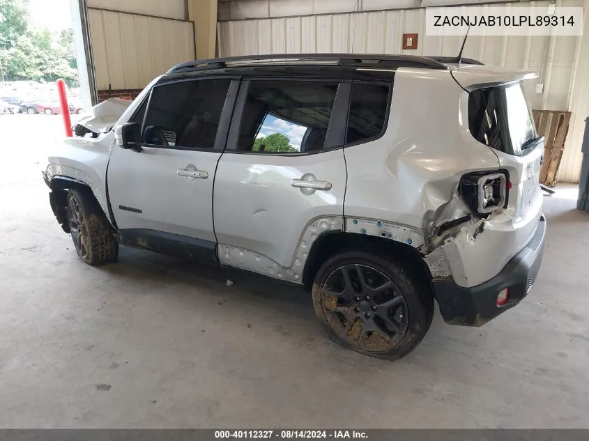 2020 Jeep Renegade High Altitude Fwd VIN: ZACNJAB10LPL89314 Lot: 40112327