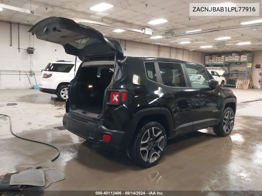 2020 Jeep Renegade Jeepster 4X4 VIN: ZACNJBAB1LPL77916 Lot: 40112406