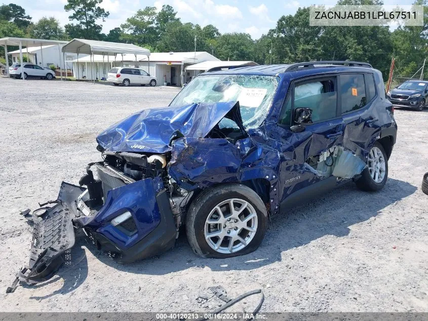 2020 Jeep Renegade Latitude Fwd VIN: ZACNJABB1LPL67511 Lot: 40120213