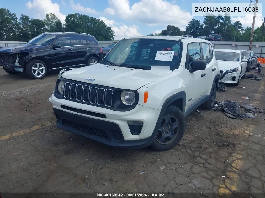 ZACNJAAB8LPL16038 2020 Jeep Renegade Sport Fwd