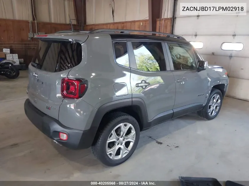 ZACNJBD17LPM02918 2020 Jeep Renegade Limited 4X4