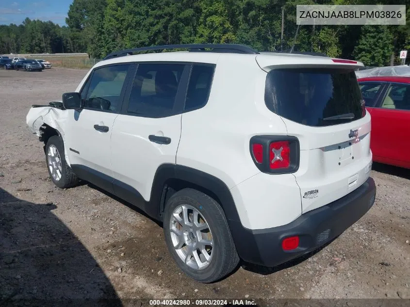 2020 Jeep Renegade Sport Fwd VIN: ZACNJAAB8LPM03826 Lot: 40242980