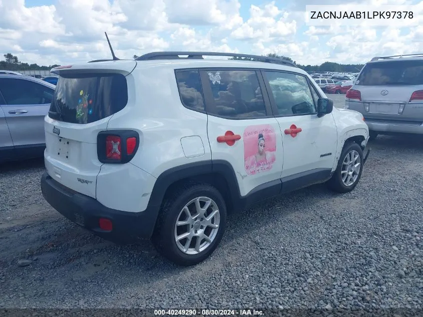 2020 Jeep Renegade Sport Fwd VIN: ZACNJAAB1LPK97378 Lot: 40249290