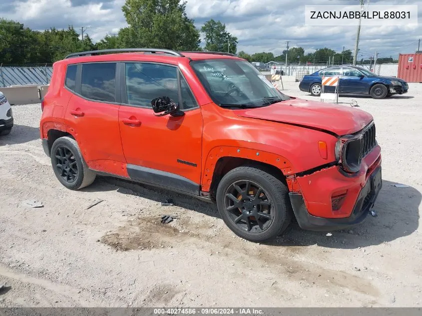 2020 Jeep Renegade Altitude Fwd VIN: ZACNJABB4LPL88031 Lot: 40274586