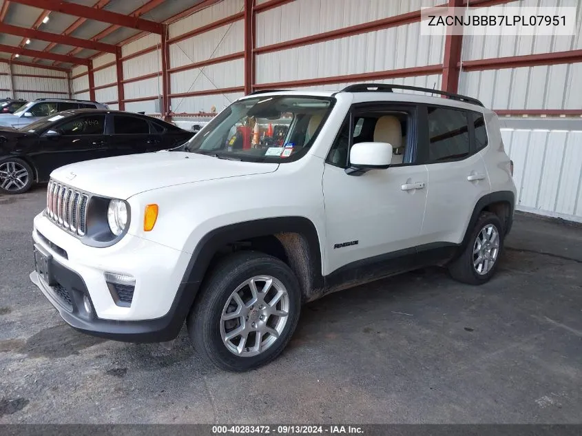 2020 Jeep Renegade Latitude 4X4 VIN: ZACNJBBB7LPL07951 Lot: 40283472