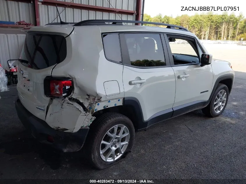 2020 Jeep Renegade Latitude 4X4 VIN: ZACNJBBB7LPL07951 Lot: 40283472