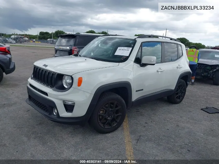 2020 Jeep Renegade Altitude 4X4 VIN: ZACNJBBBXLPL33234 Lot: 40303141