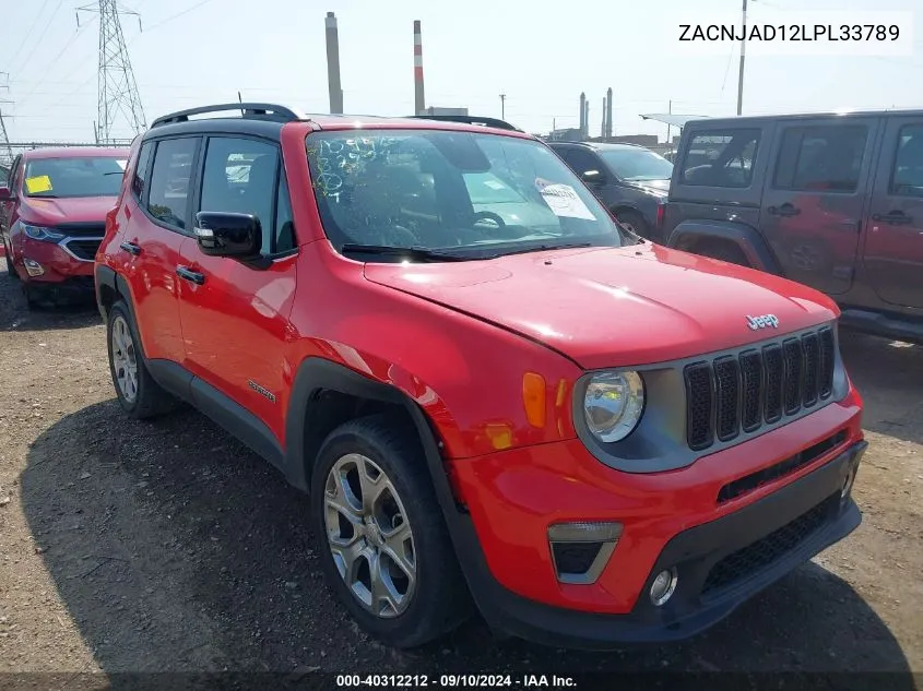 2020 Jeep Renegade Limited Fwd VIN: ZACNJAD12LPL33789 Lot: 40312212