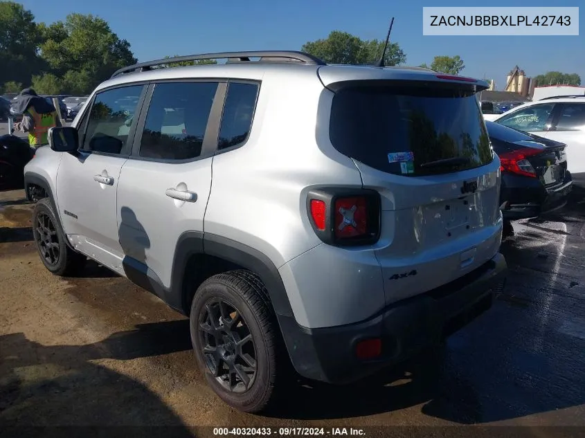 2020 Jeep Renegade Altitude 4X4 VIN: ZACNJBBBXLPL42743 Lot: 40320433