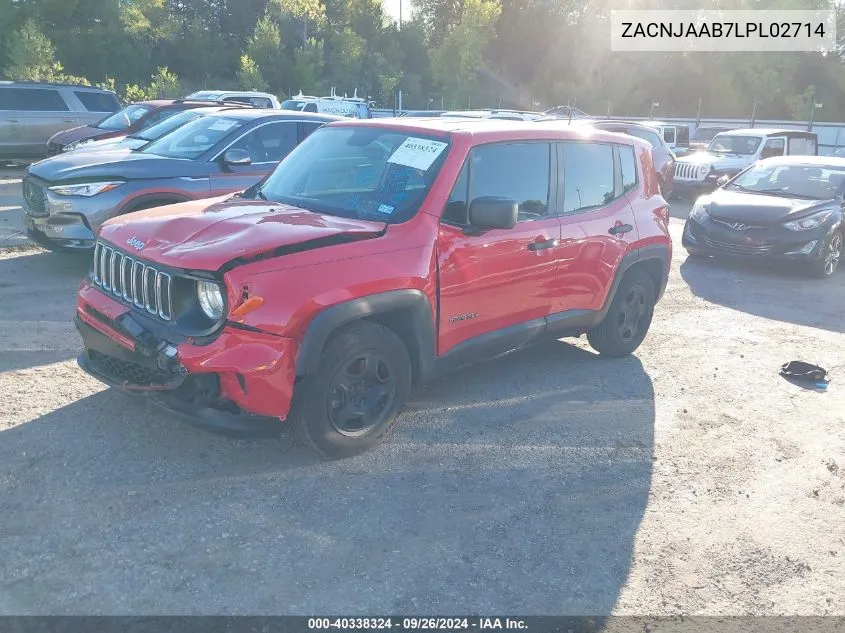 2020 Jeep Renegade Sport Fwd VIN: ZACNJAAB7LPL02714 Lot: 40338324