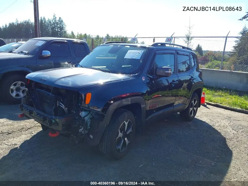 ZACNJBC14LPL08643 2020 Jeep Renegade Trailhawk 4X4