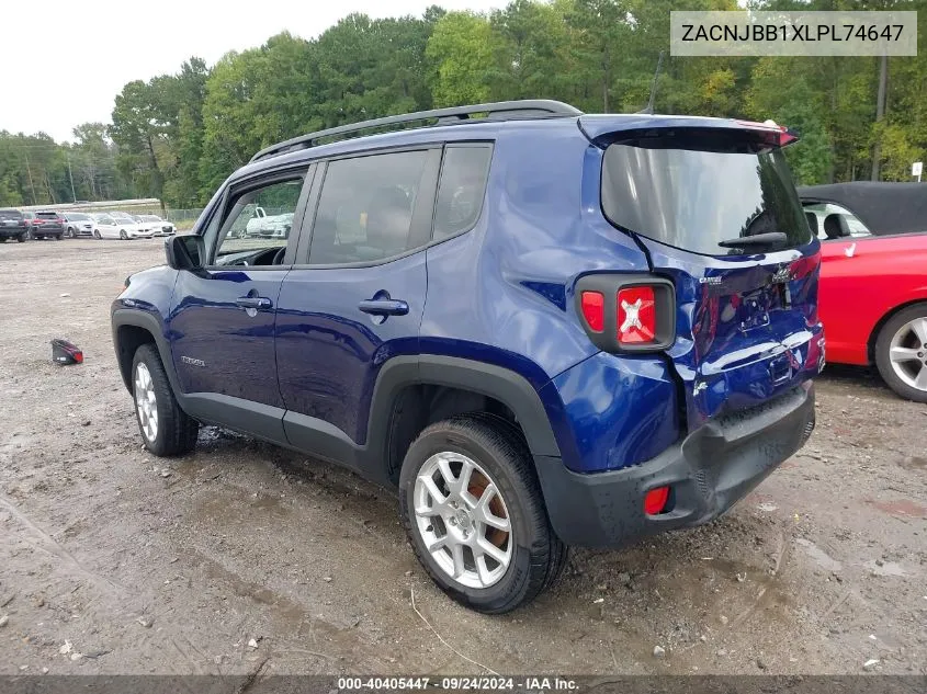 2020 Jeep Renegade Latitude 4X4 VIN: ZACNJBB1XLPL74647 Lot: 40405447