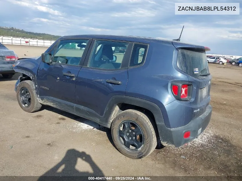 2020 Jeep Renegade Sport 4X4 VIN: ZACNJBAB8LPL54312 Lot: 40417440