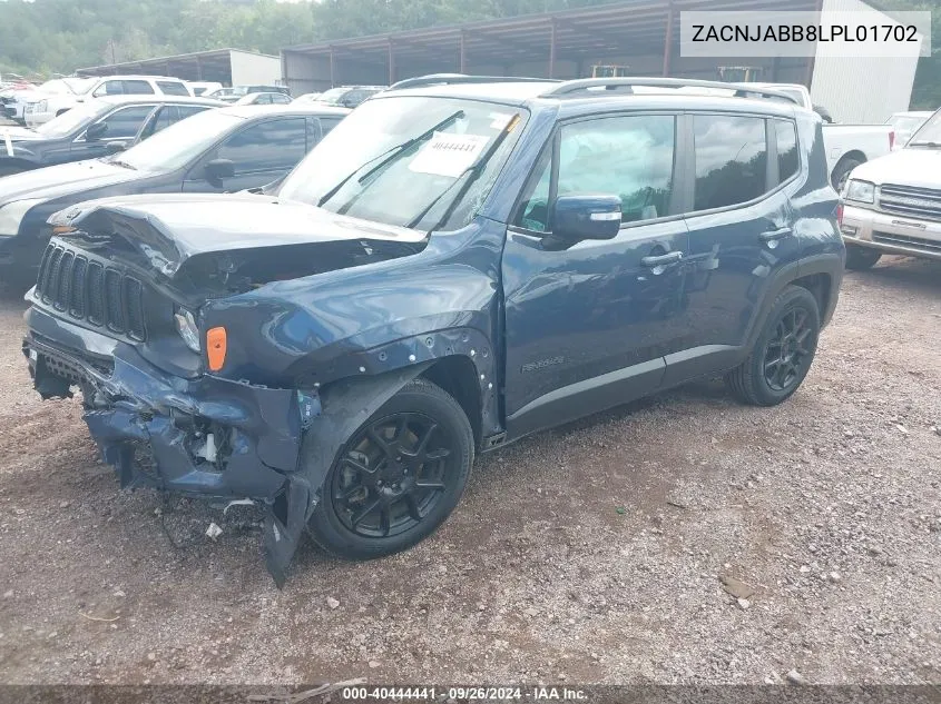 2020 Jeep Renegade Latitude VIN: ZACNJABB8LPL01702 Lot: 40444441