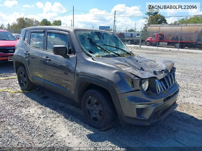 2020 Jeep Renegade Sport 4X4 VIN: ZACNJBAB0LPL22096 Lot: 40497538