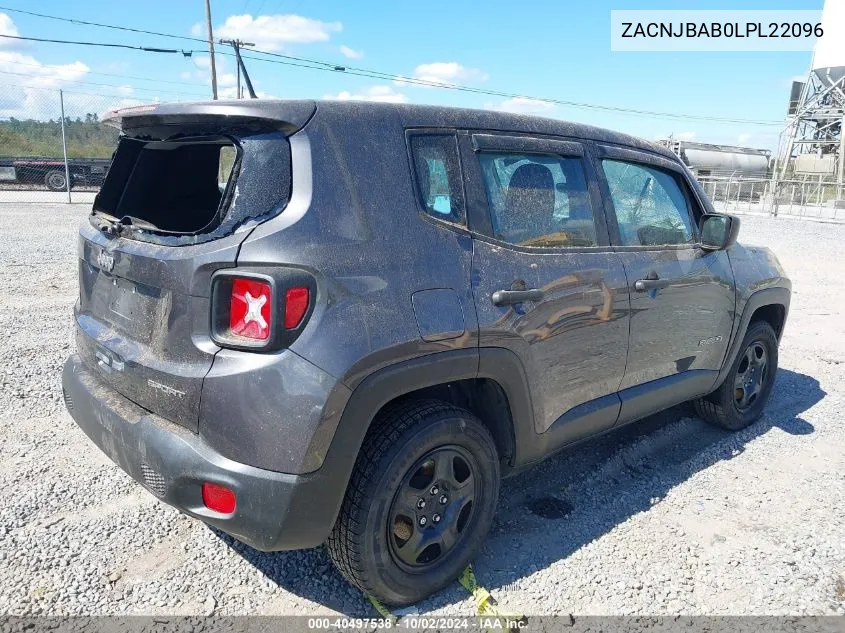 2020 Jeep Renegade Sport 4X4 VIN: ZACNJBAB0LPL22096 Lot: 40497538