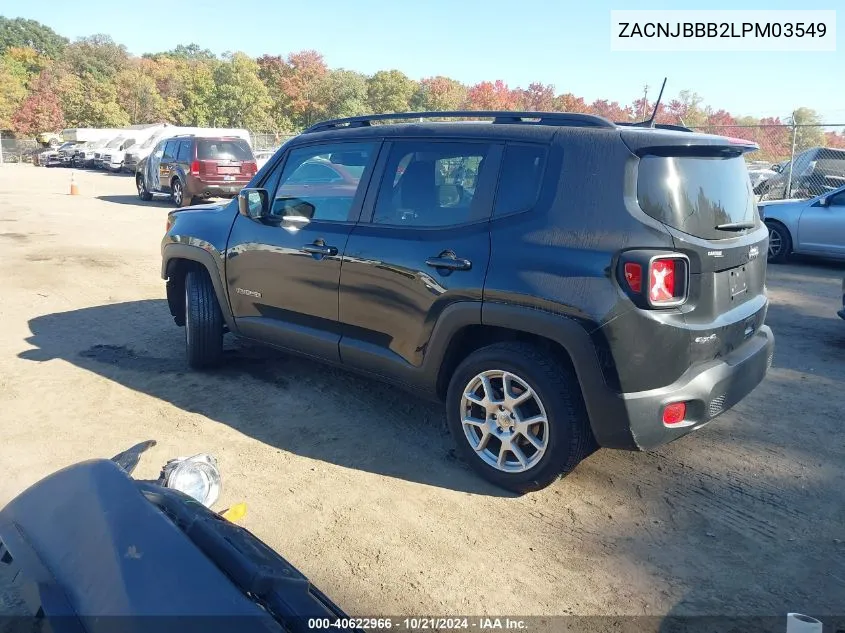 2020 Jeep Renegade Latitude 4X4 VIN: ZACNJBBB2LPM03549 Lot: 40622966