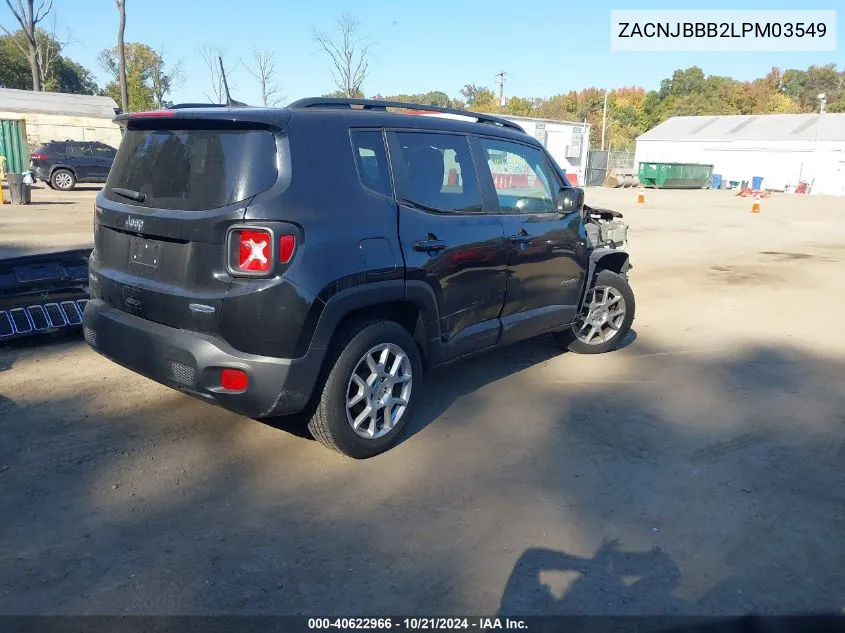 2020 Jeep Renegade Latitude 4X4 VIN: ZACNJBBB2LPM03549 Lot: 40622966