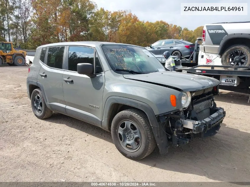 2020 Jeep Renegade Sport Fwd VIN: ZACNJAAB4LPL64961 Lot: 40674538