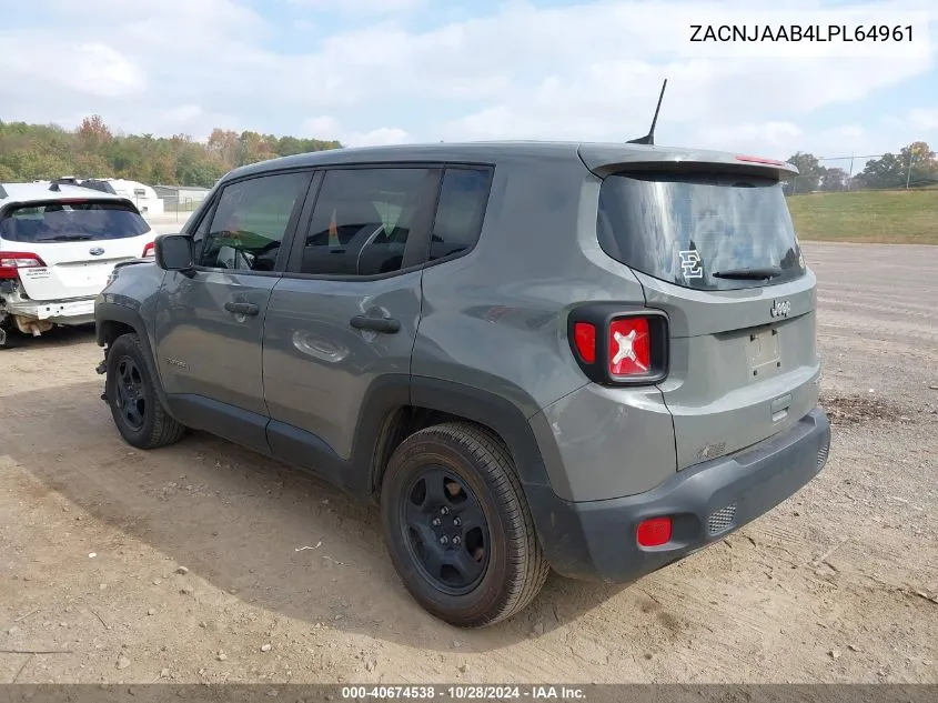 2020 Jeep Renegade Sport Fwd VIN: ZACNJAAB4LPL64961 Lot: 40674538