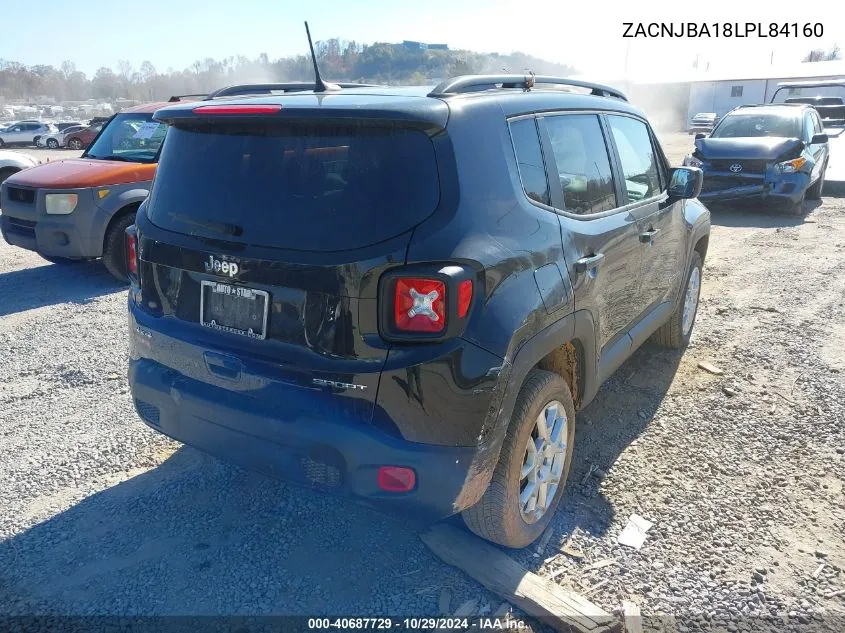 2020 Jeep Renegade Sport 4X4 VIN: ZACNJBA18LPL84160 Lot: 40687729