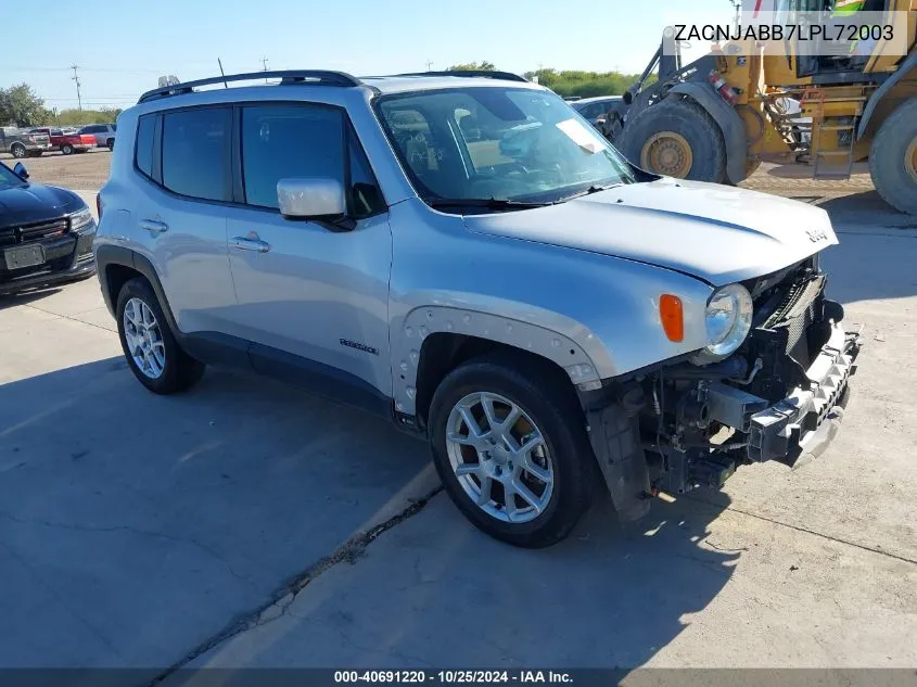 2020 Jeep Renegade Latitude Fwd VIN: ZACNJABB7LPL72003 Lot: 40691220