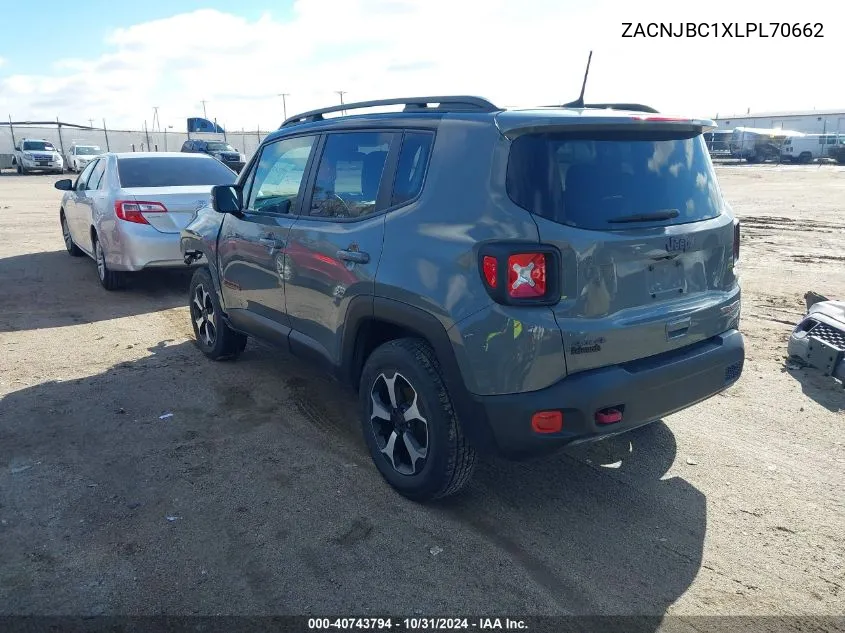 2020 Jeep Renegade Trailhawk 4X4 VIN: ZACNJBC1XLPL70662 Lot: 40743794