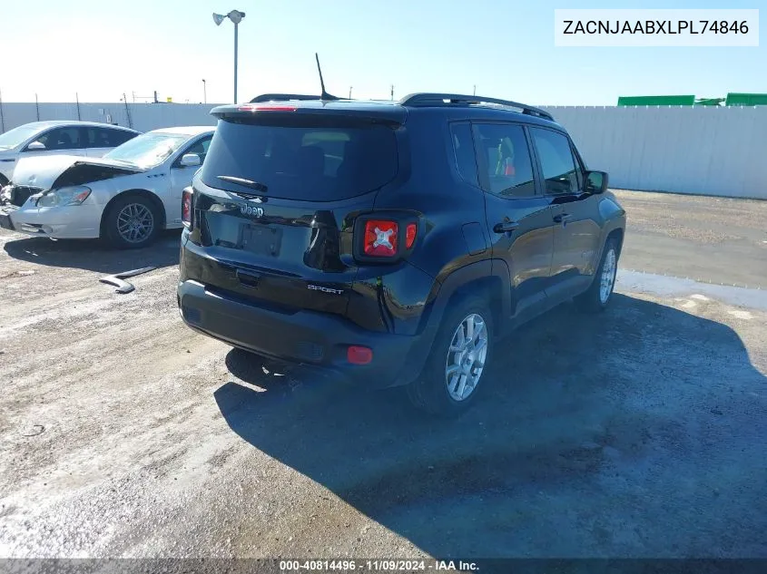 2020 Jeep Renegade Sport Fwd VIN: ZACNJAABXLPL74846 Lot: 40814496