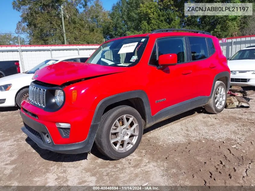 2020 Jeep Renegade Latitude Fwd VIN: ZACNJABB0LPL21197 Lot: 40848594