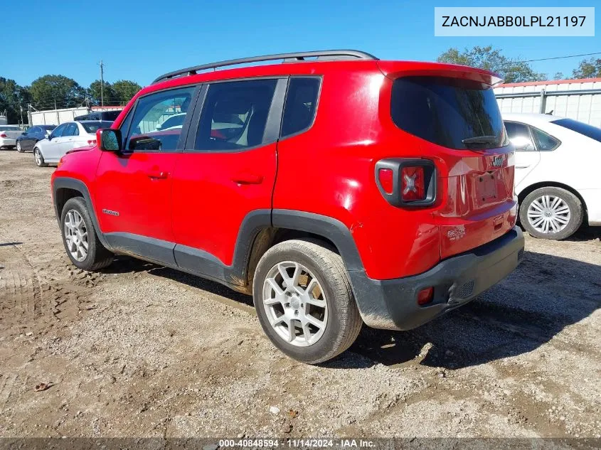 2020 Jeep Renegade Latitude Fwd VIN: ZACNJABB0LPL21197 Lot: 40848594