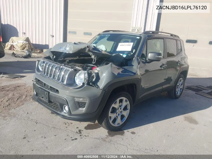 2020 Jeep Renegade Limited 4X4 VIN: ZACNJBD16LPL76120 Lot: 40852508