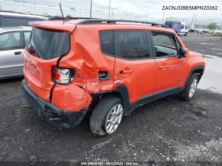 2021 Jeep Renegade Latitude 4X4 VIN: ZACNJDBB5MPN20362 Lot: 39605763