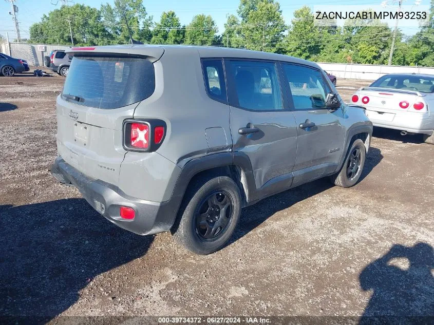 2021 Jeep Renegade Sport Fwd VIN: ZACNJCAB1MPM93253 Lot: 39734372