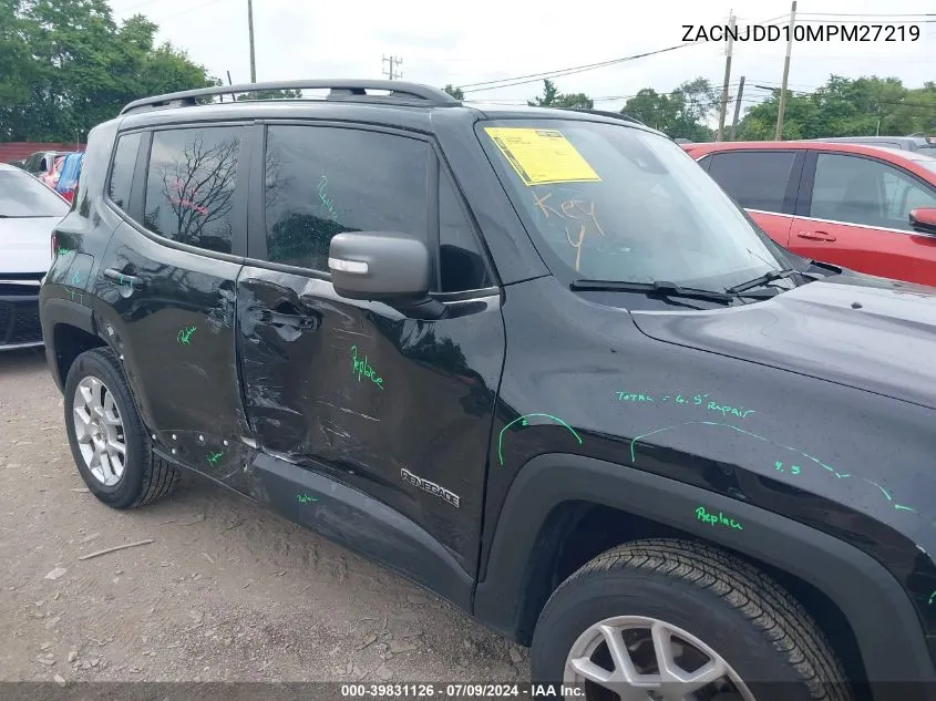 2021 Jeep Renegade Limited 4X4 VIN: ZACNJDD10MPM27219 Lot: 39831126