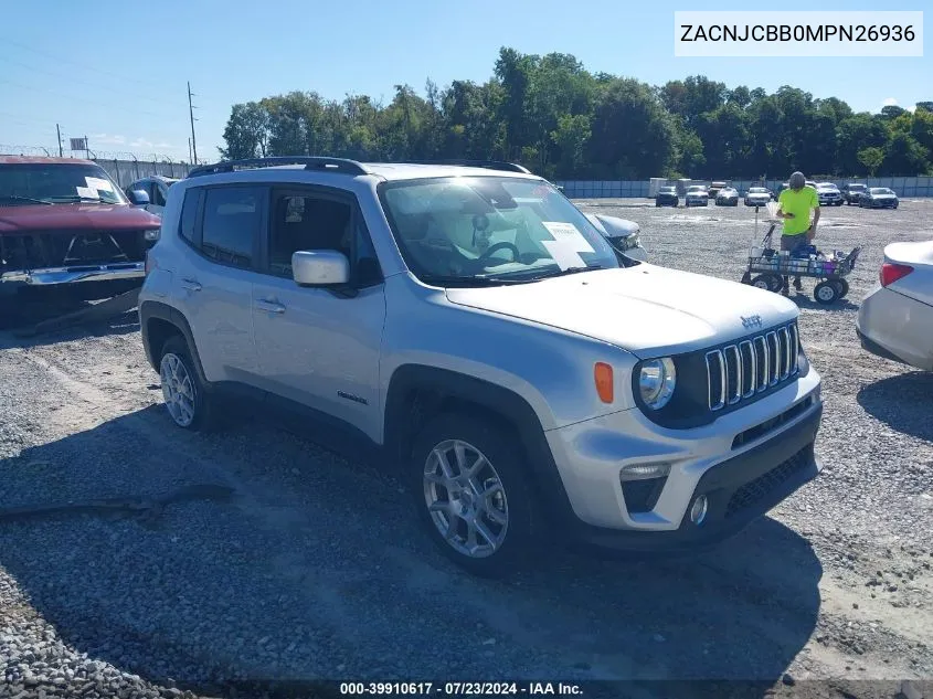 2021 Jeep Renegade Latitude Fwd VIN: ZACNJCBB0MPN26936 Lot: 39910617