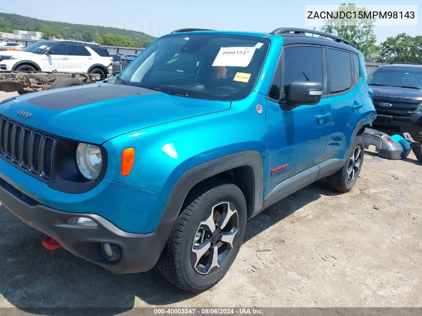 2021 Jeep Renegade Trailhawk 4X4 VIN: ZACNJDC15MPM98143 Lot: 40003547