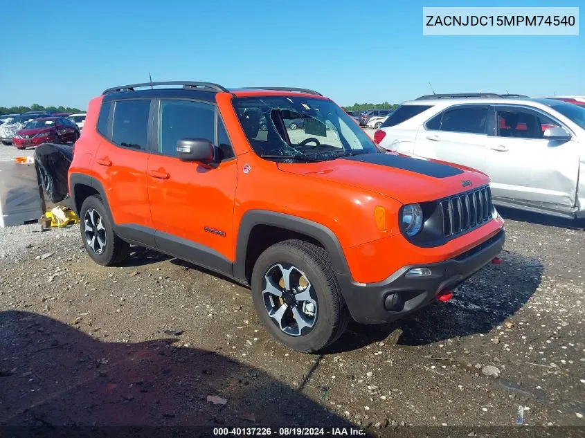 2021 Jeep Renegade Trailhawk 4X4 VIN: ZACNJDC15MPM74540 Lot: 40137226