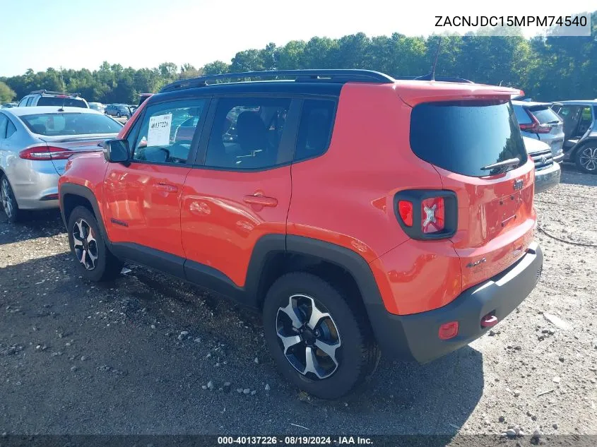 ZACNJDC15MPM74540 2021 Jeep Renegade Trailhawk 4X4