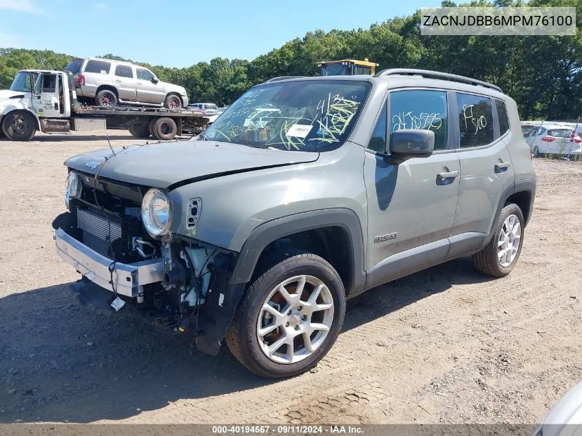 2021 Jeep Renegade Latitude 4X4 VIN: ZACNJDBB6MPM76100 Lot: 40194567