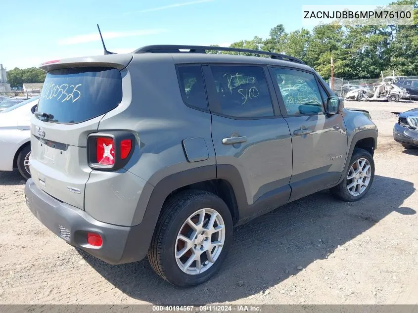 2021 Jeep Renegade Latitude 4X4 VIN: ZACNJDBB6MPM76100 Lot: 40194567