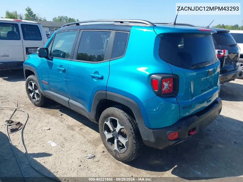 2021 Jeep Renegade Trailhawk 4X4 VIN: ZACNJDC12MPM43293 Lot: 40221660