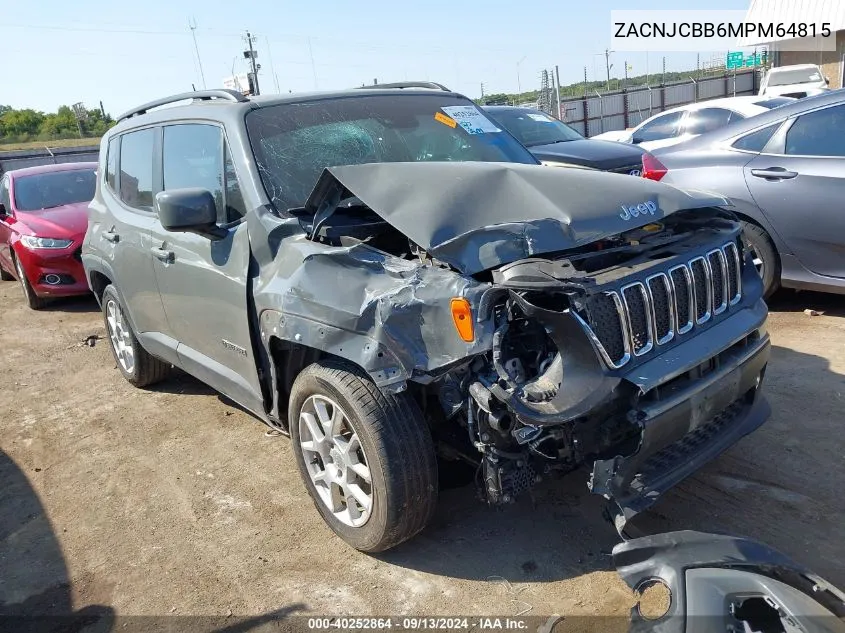 2021 Jeep Renegade Latitude VIN: ZACNJCBB6MPM64815 Lot: 40252864